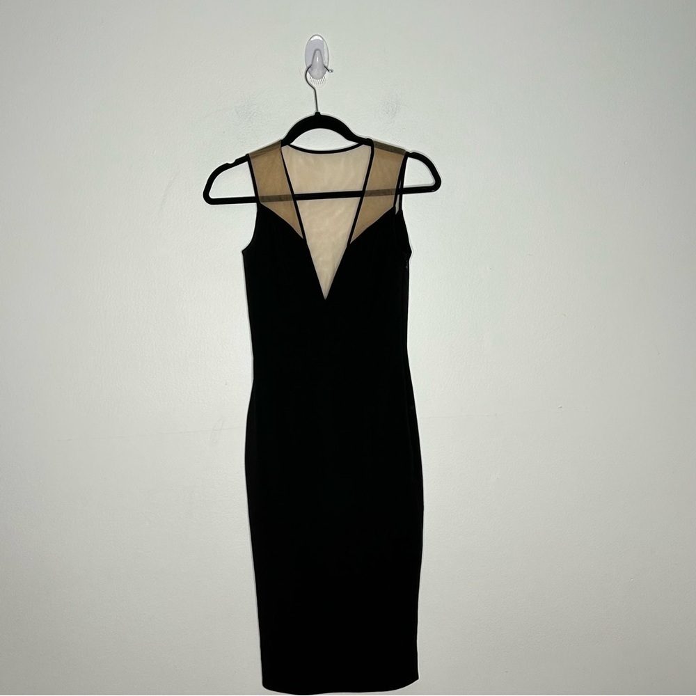 Dress The Population Sz XS Black Sheer Nude Panel Bodycon Dress - Picture 8 of 13